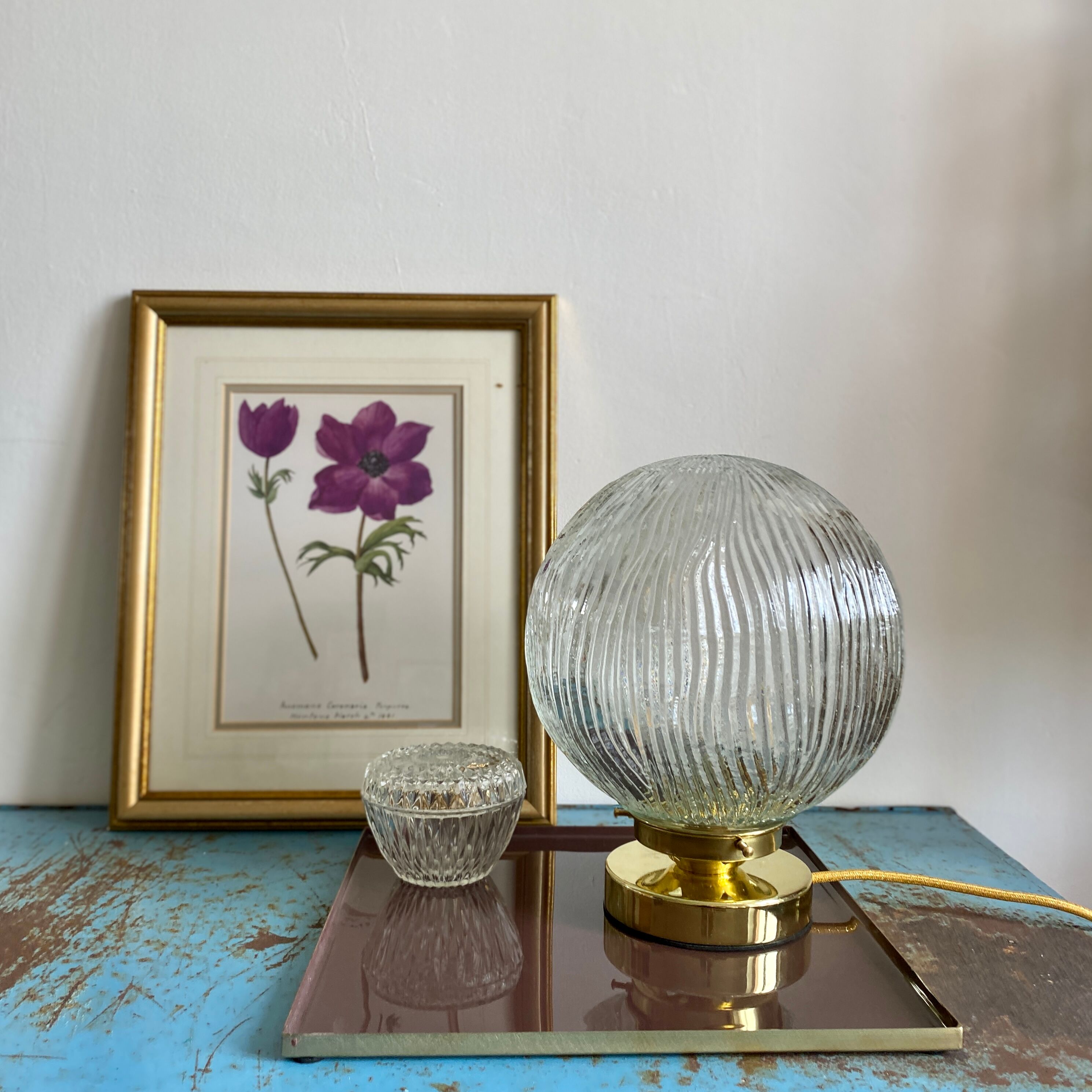Vintage glass globe table lamp
