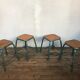 4 vintage green patina effect industrial deco 1950-60 school stools
