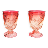 Paire de verres Baccarat anciens rouge rose dégradé