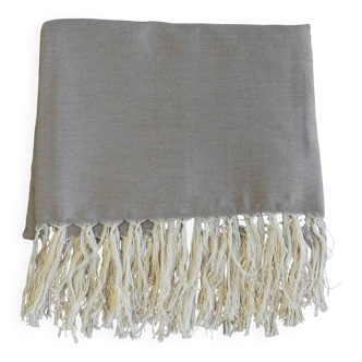 Couverture marocaine 100% coton  - Gris