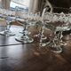 Set of 6 vintage glass champagne glasses with grape cluster filigree