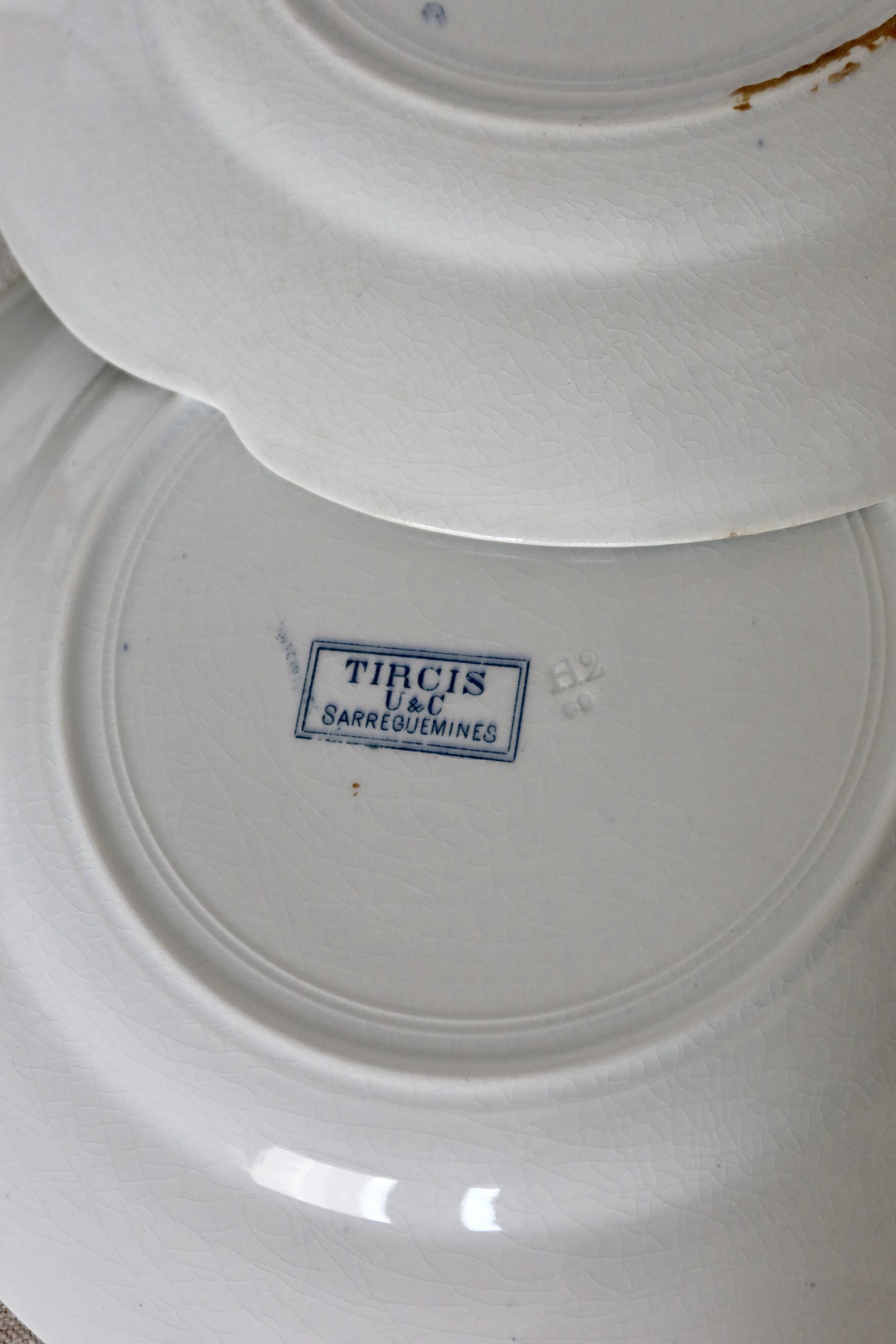 6 flat plates - Antique tableware set 82 pieces Sarreguemines earthenware Art Nouveau style