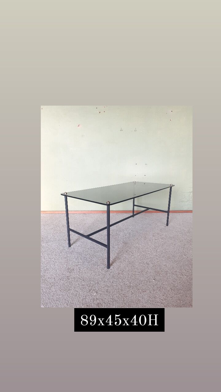 Glass and steel coffee table, Pierre Guarche, Steiner edition design circa 1950