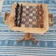 Rustic chess table in olive wood chess game 17.7 "with 32 pieces of craft chess