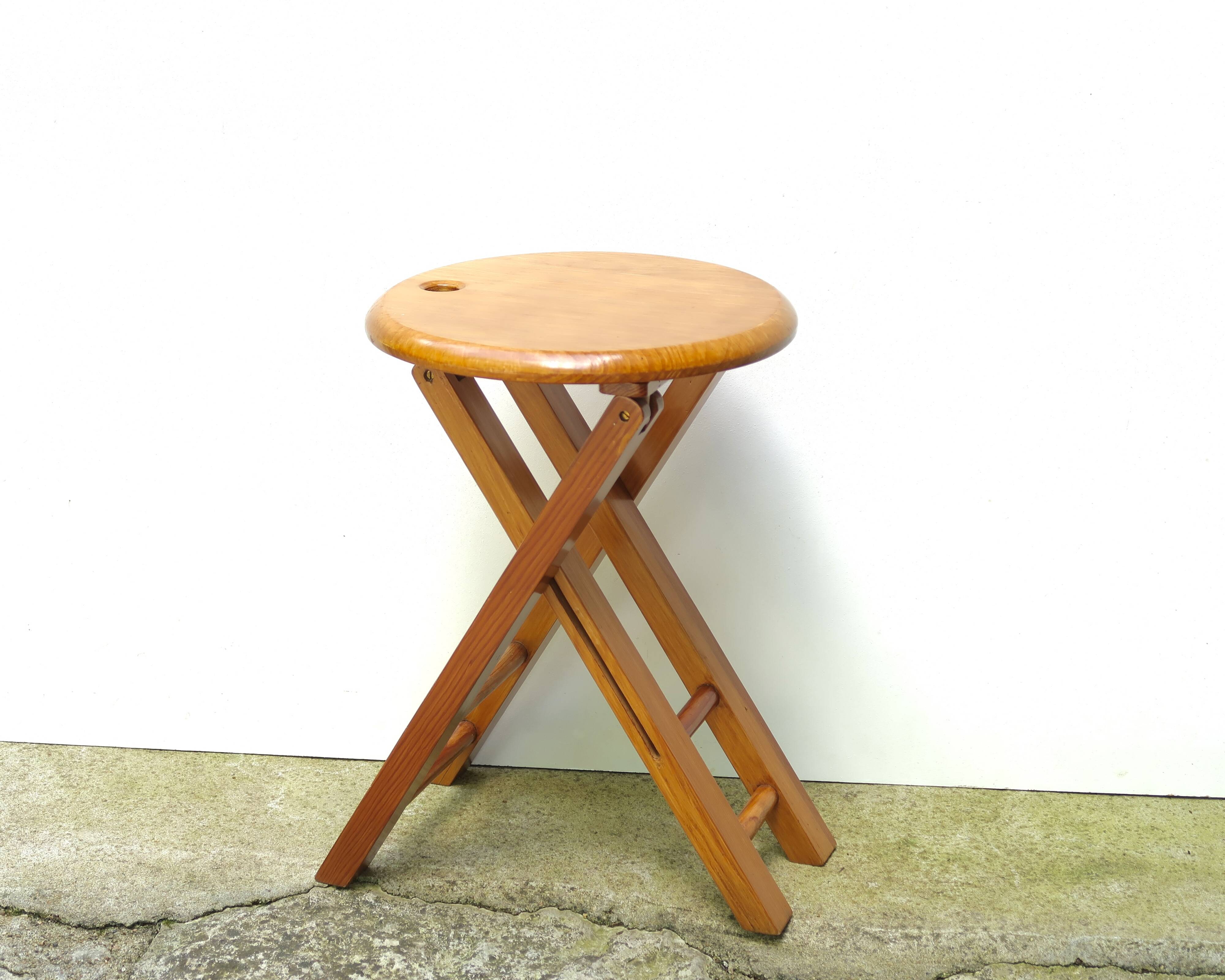 Adrian Reed Suzy Wooden Folding Stool, 1970s