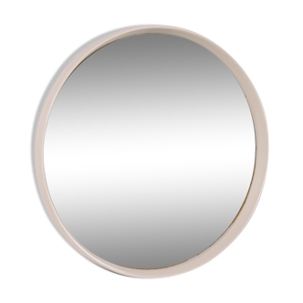 Vintage mega large round mirror with white edge 1960s 80cm