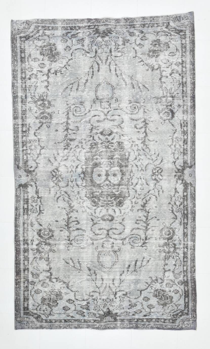 5x9 Vintage Soft Pastel Gray Oriental Pattern Turkish Rug, 160x271Cm