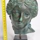 Antique style statue head, verdigris patina, signed Art Team, H 20 cm