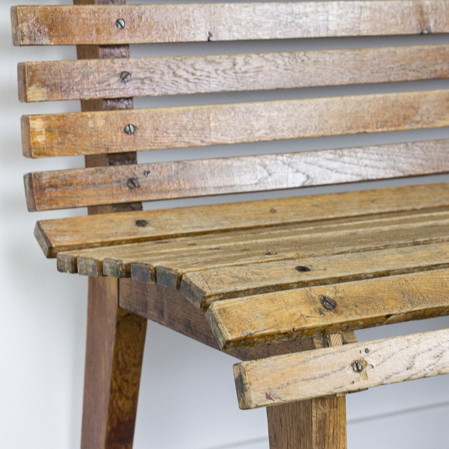 Wooden train station bench