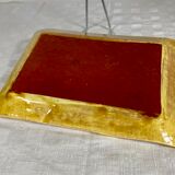 Square dish in molded and varnished earth