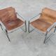 Pair of tubular lounge chairs in Bauhaus style, leather, Jox Interni, 1970s.