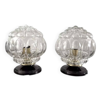Pair of bubble globe wall lights