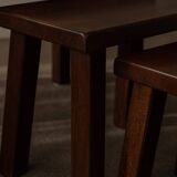 Vintage Brutalist Solid Oak Nesting Tables (Set of 3) – Dutch, 1970s