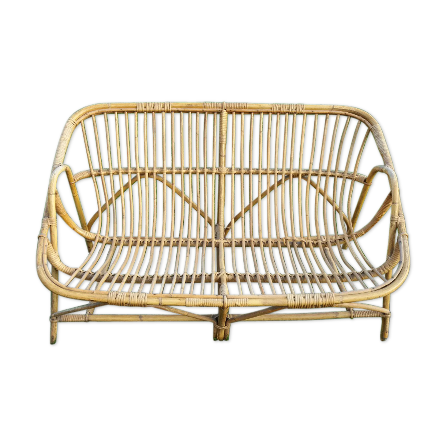 Vintage rattan bench