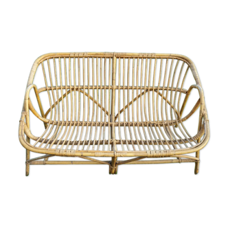 Vintage rattan bench