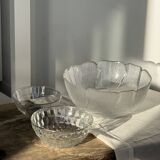 Small vintage glass bowl with a cube pattern.