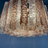 Venetian chandelier in pink and colorless Murano glass, Venini circa 1950