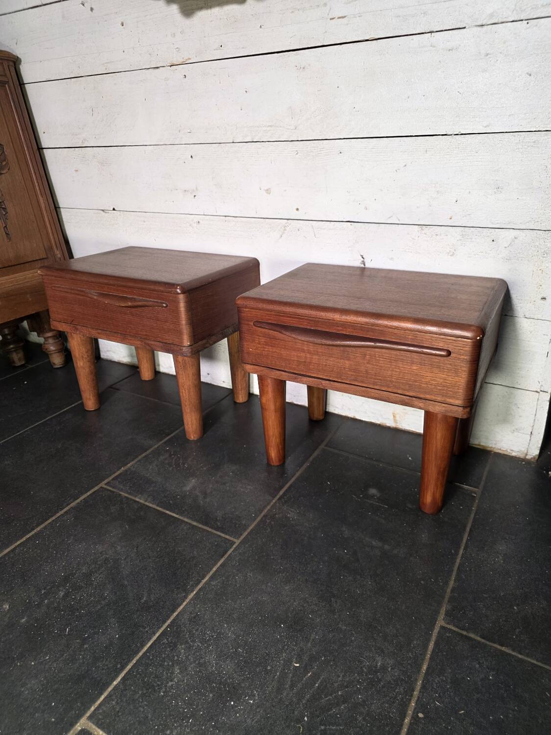 Pair of Scandinavian teak bedside tables from the 1960s.