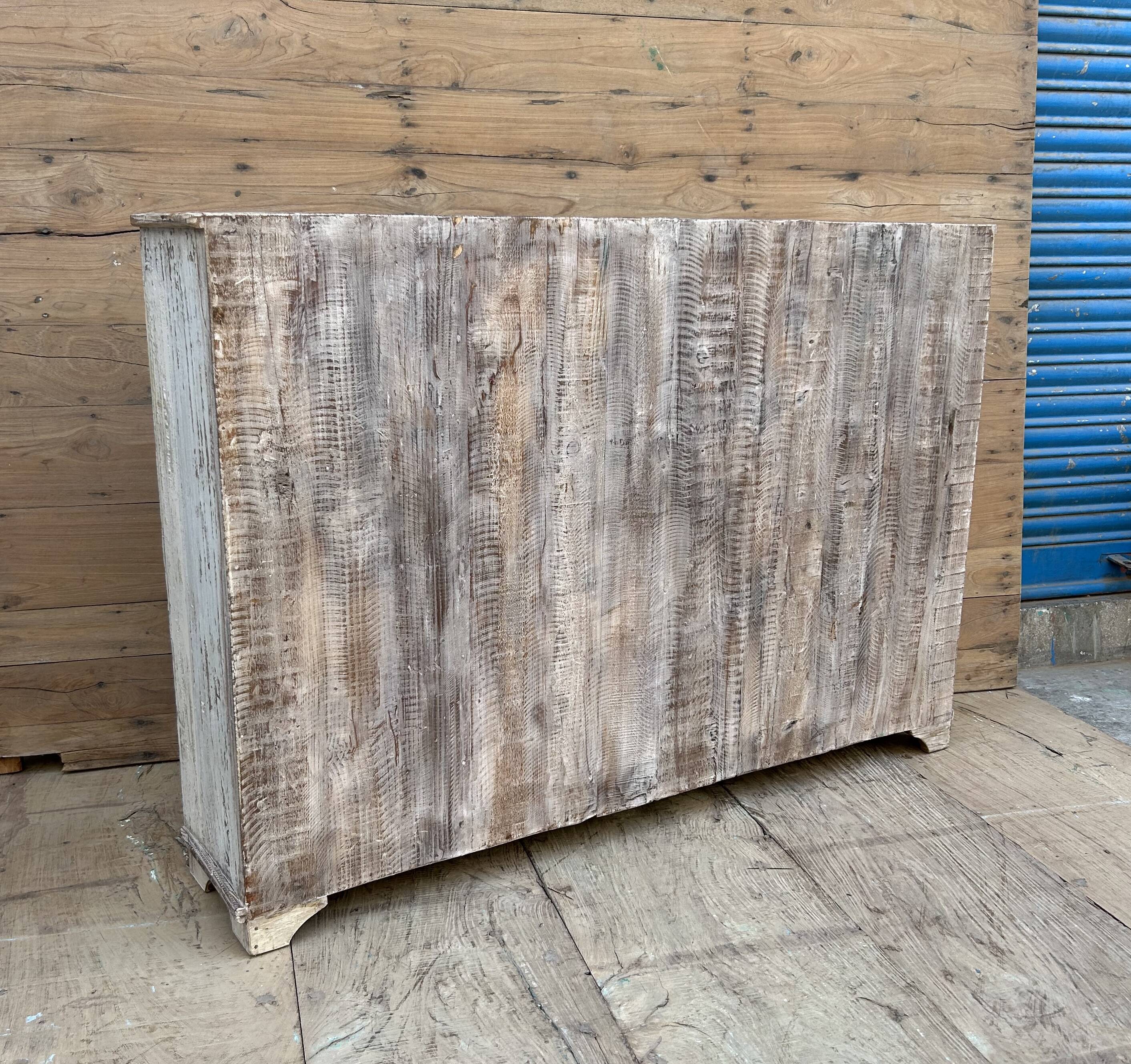 Teak display cabinet with sliding doors