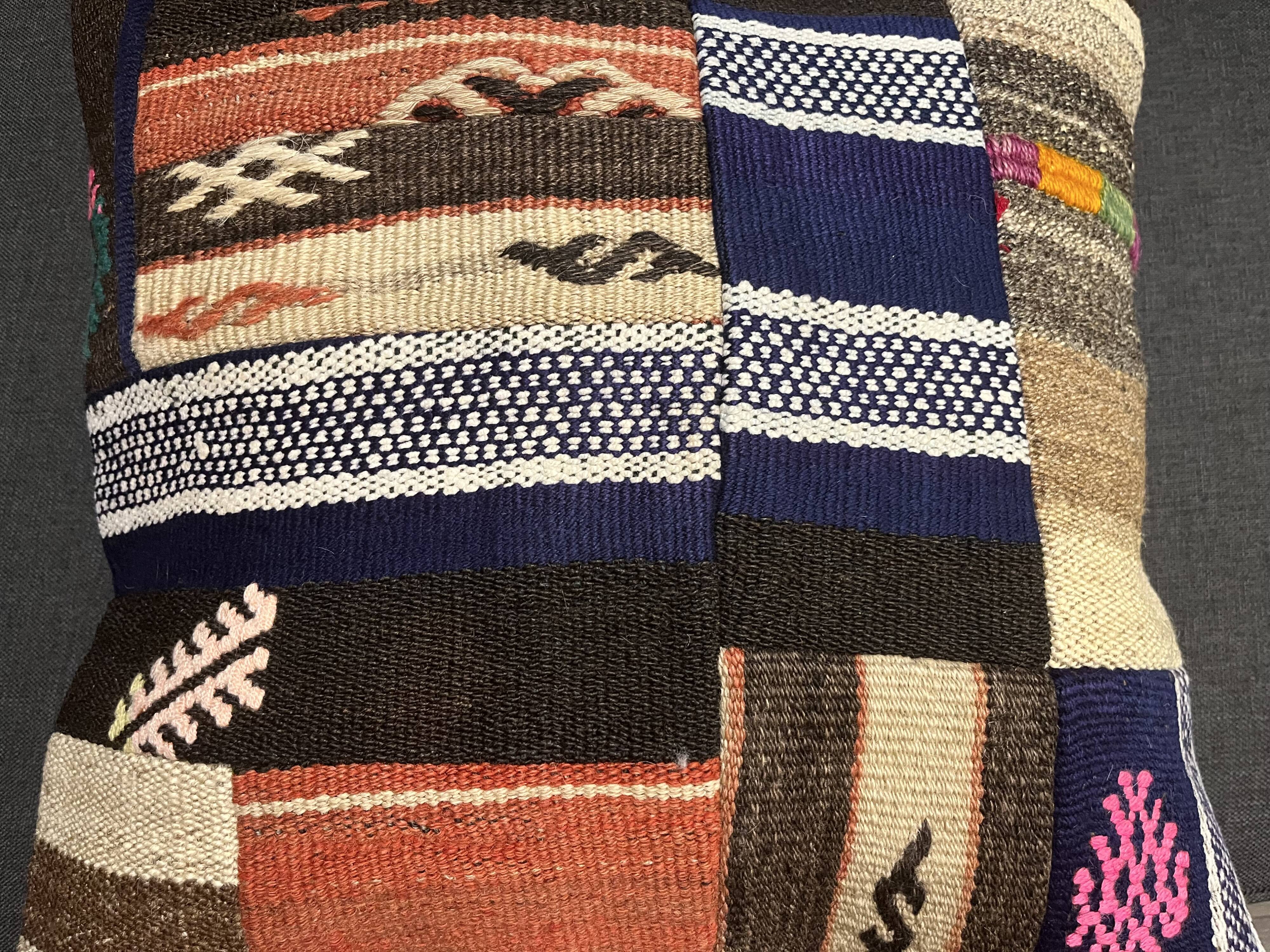 Taie d'oreiller patchwork tissée à la main