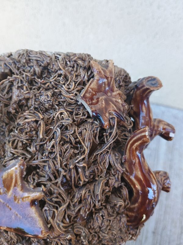 Pot à tabac en grès à décor naturaliste Bossot à Ciry-le-Noble, vers 1880