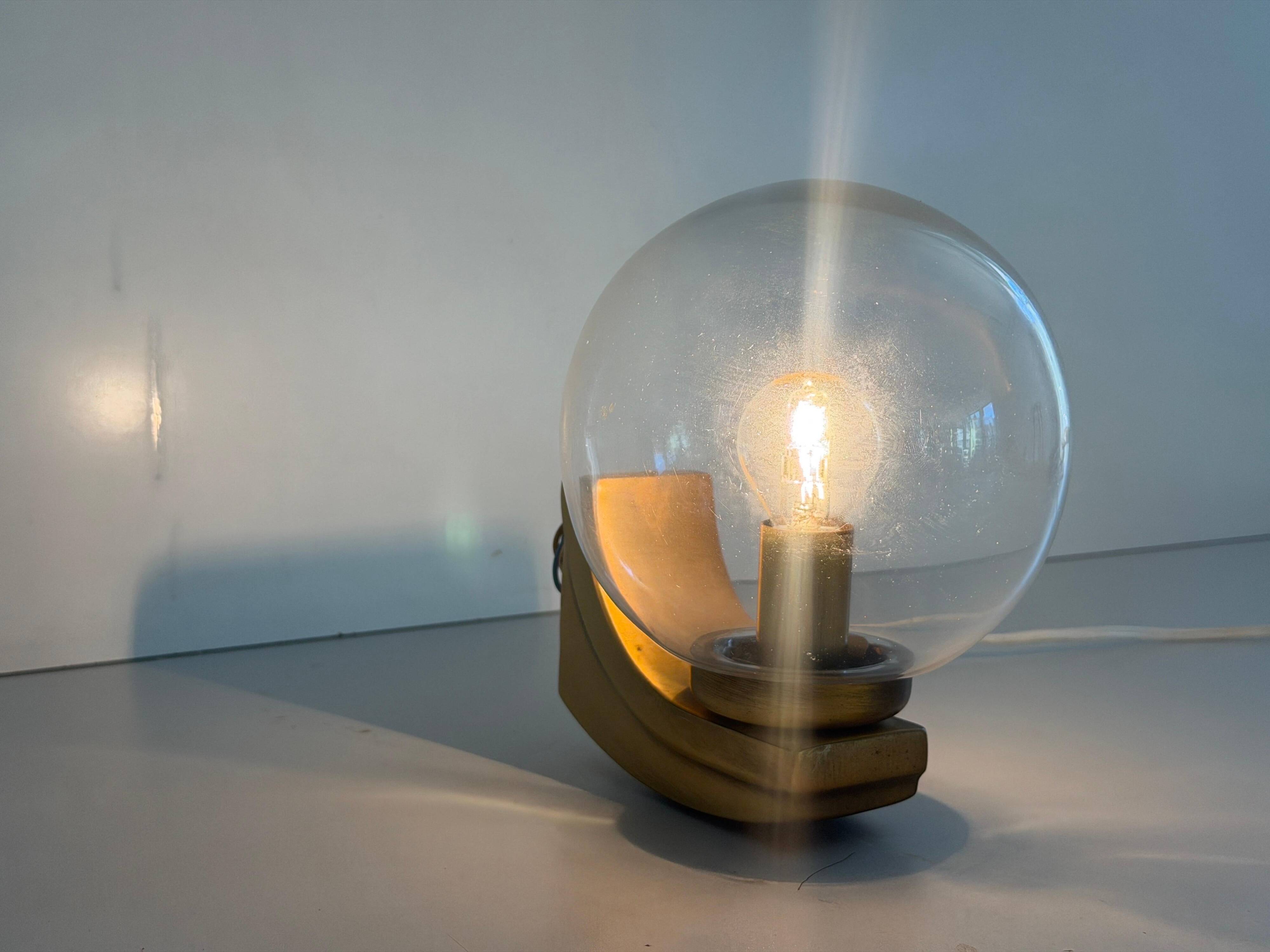 Simple glass and brass wall light from the mid-century, 1960, Germany.