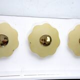 Set of three wall lamps by Fabbian in murano glass and brass. Italy 1970s