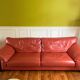 3-seater canapé in tawny leather, Ascot model by Roche Bobois.