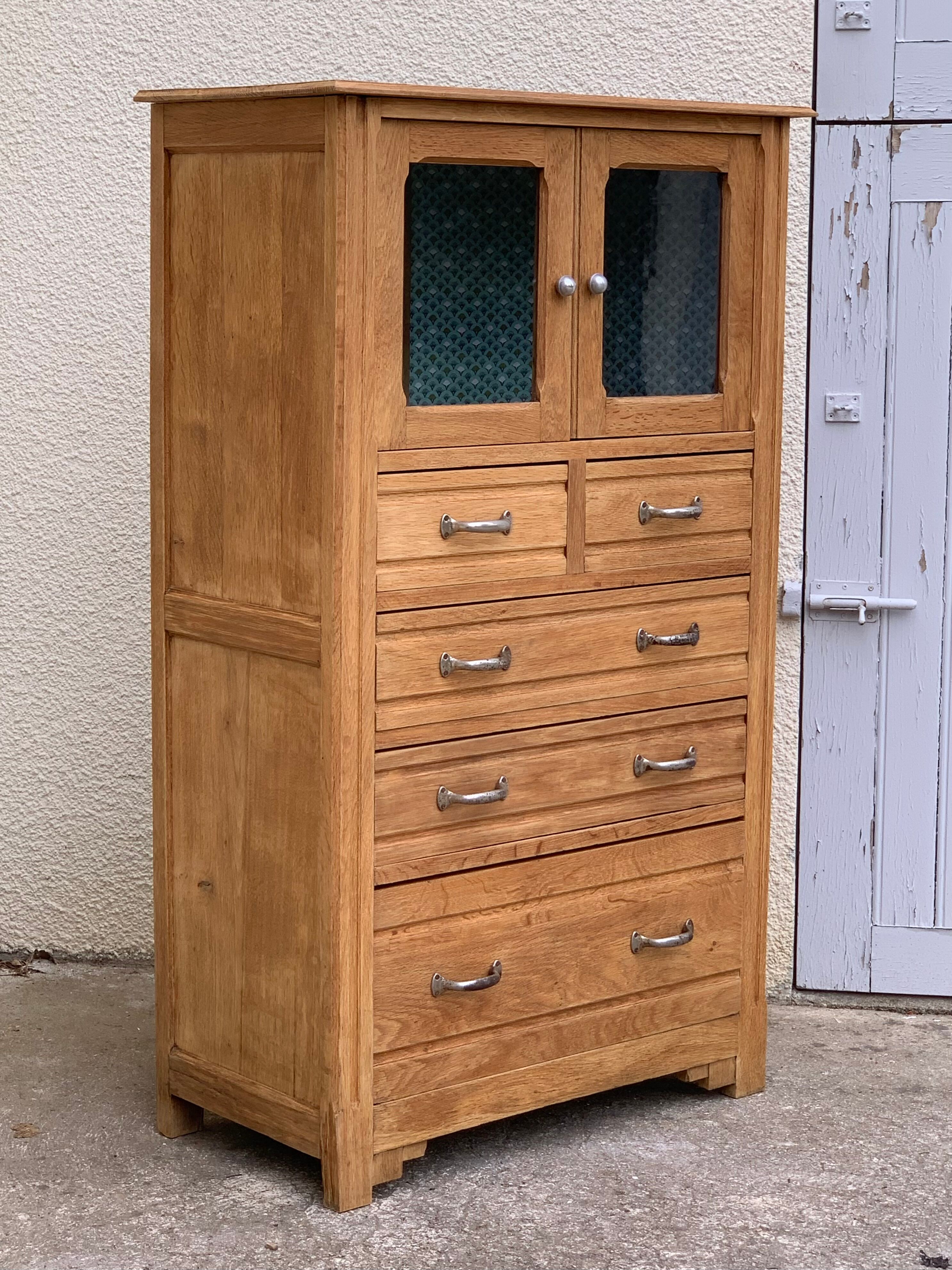 Buffet parisien vitré 1920 bois brut massif