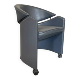 Italian leather armchair on casters by Matteo Grassi, 1990s