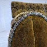 1930s, Danish 2-seater drop arm daybed/sofa, green furniture velour.