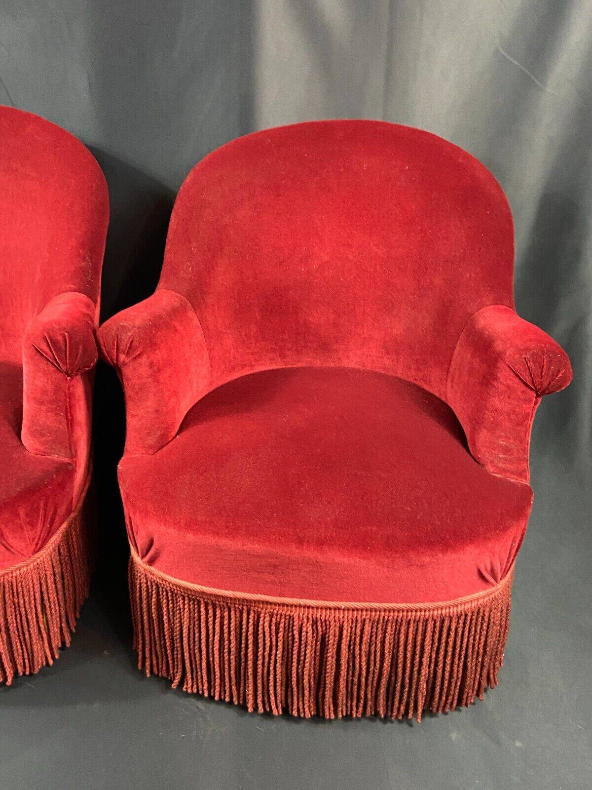 Pair of Napoleon III style toad armchairs