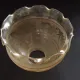 Set of 2 Vintage French Amber Patterned Glass Shades Frilled Edge