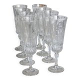8 vintage pressed glass champagne glasses