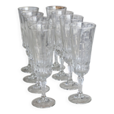 8 coupes à champagne vintage en verre pressé
