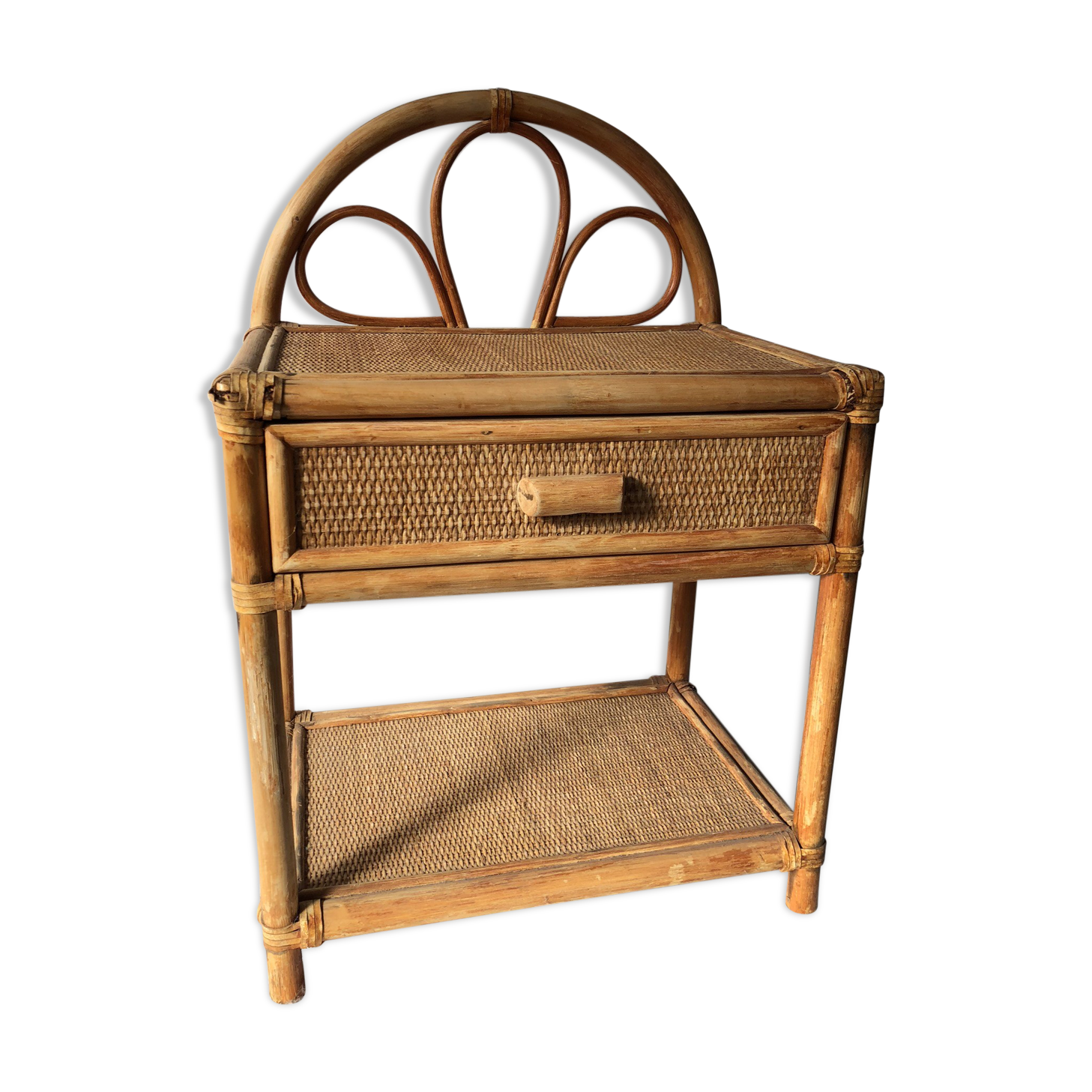 Vintage rattan bedside
