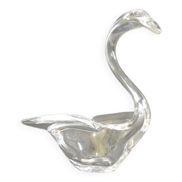 Ashtray Swan Glass Crystal Art Vannes-Le-Chatel / Vintage 1960