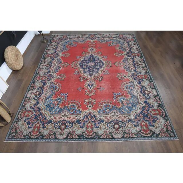 1970s Vintage Persian Handmade Wool Red Oversized Area Rug  295x385