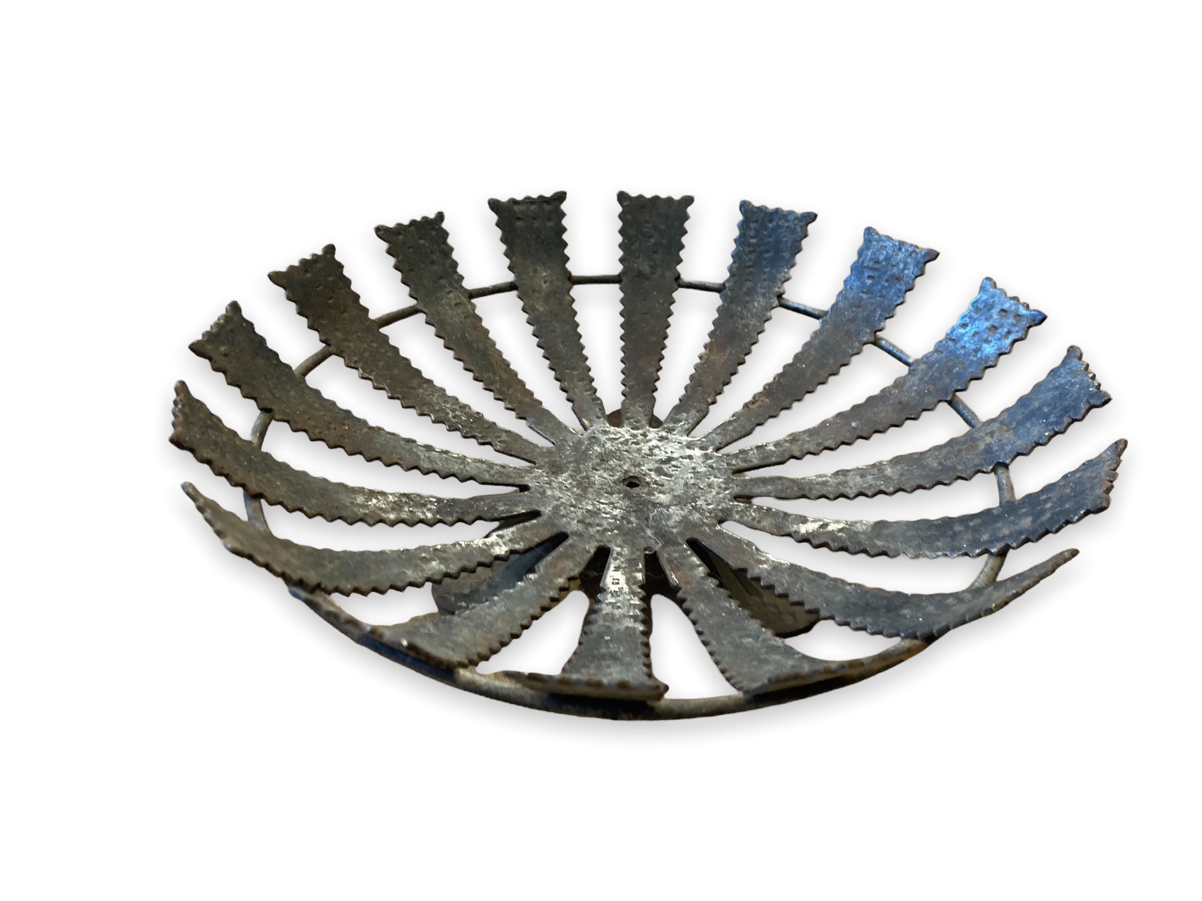 Large modernist brutalist iron basket