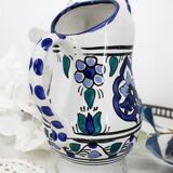 Vintage blue and green ceramic cat-shaped jug carafe