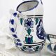 Vintage blue and green ceramic cat-shaped jug carafe