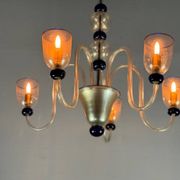 Venetian chandelier in gold and dark blue Murano glass, 5 light arms, circa 1960