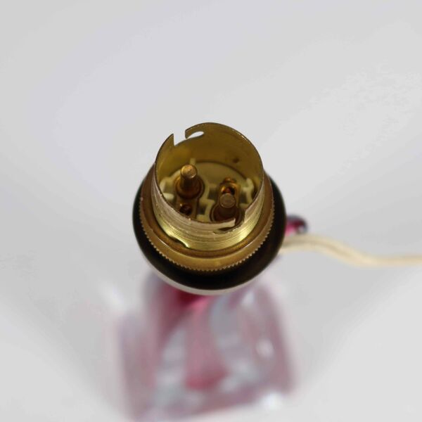 Lampe Val Saint Lambert cristal rose, Belgique, années 1960