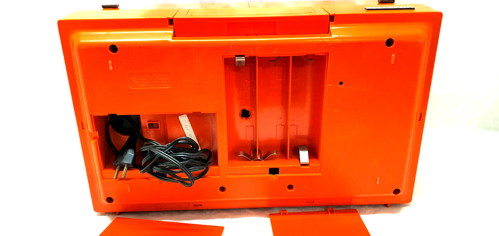 Old thomson stereo record player batteries and vintage sector orange