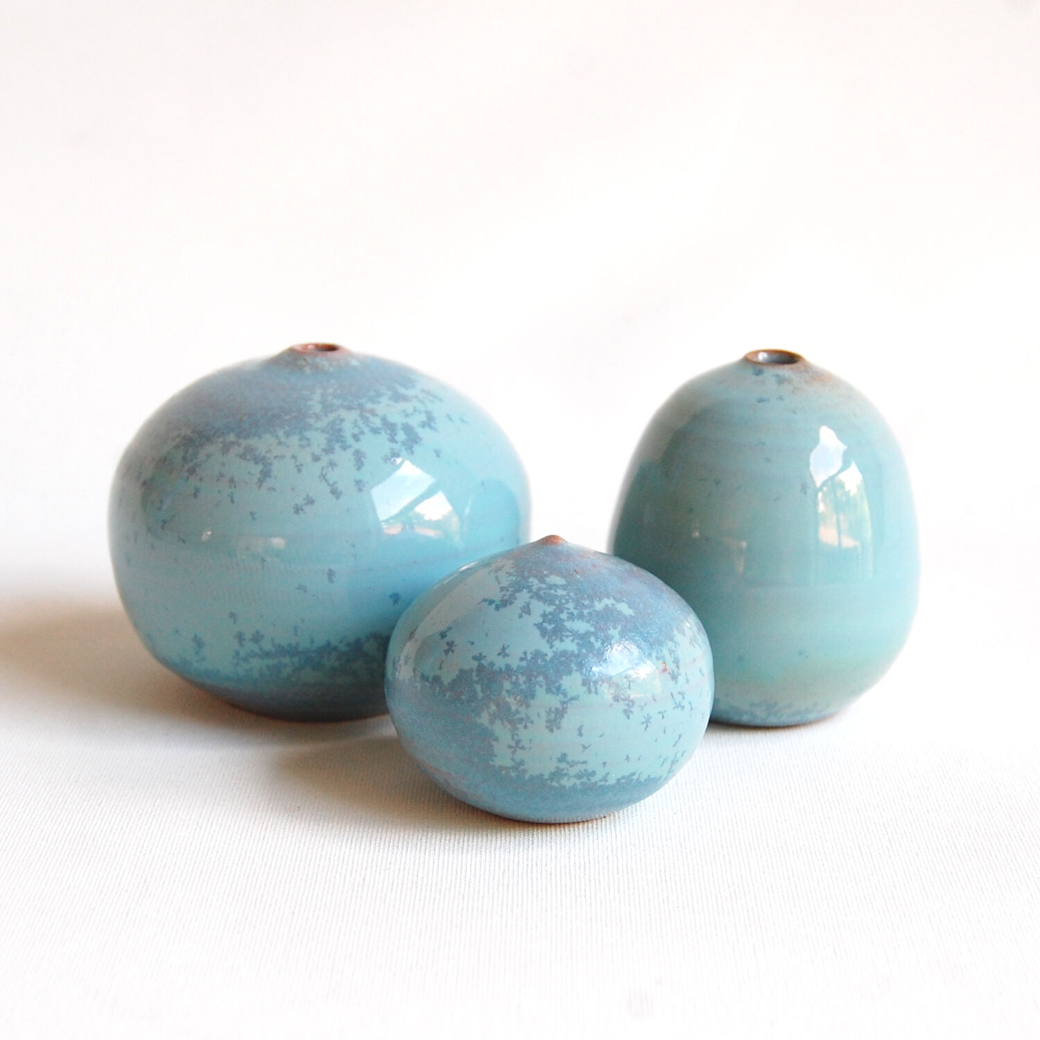 Water green miniature ceramic trio - sky blue Antonio Lampecco