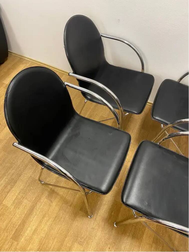 Set of 4 Retro Chairs with Armrests, 1980s, Czechoslovakia