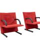 Postmodern T Line Lounge Chairs by Arflex, Red Alcantara, Italy, 1982
