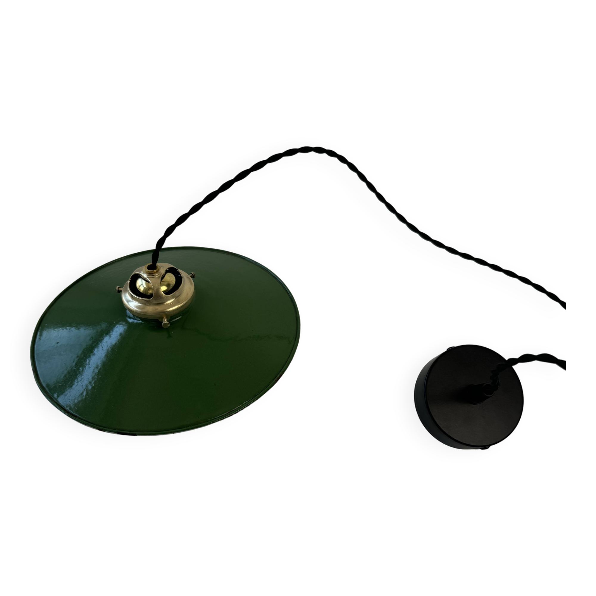 Antique industrial conical enamelled pendant light 25 cm