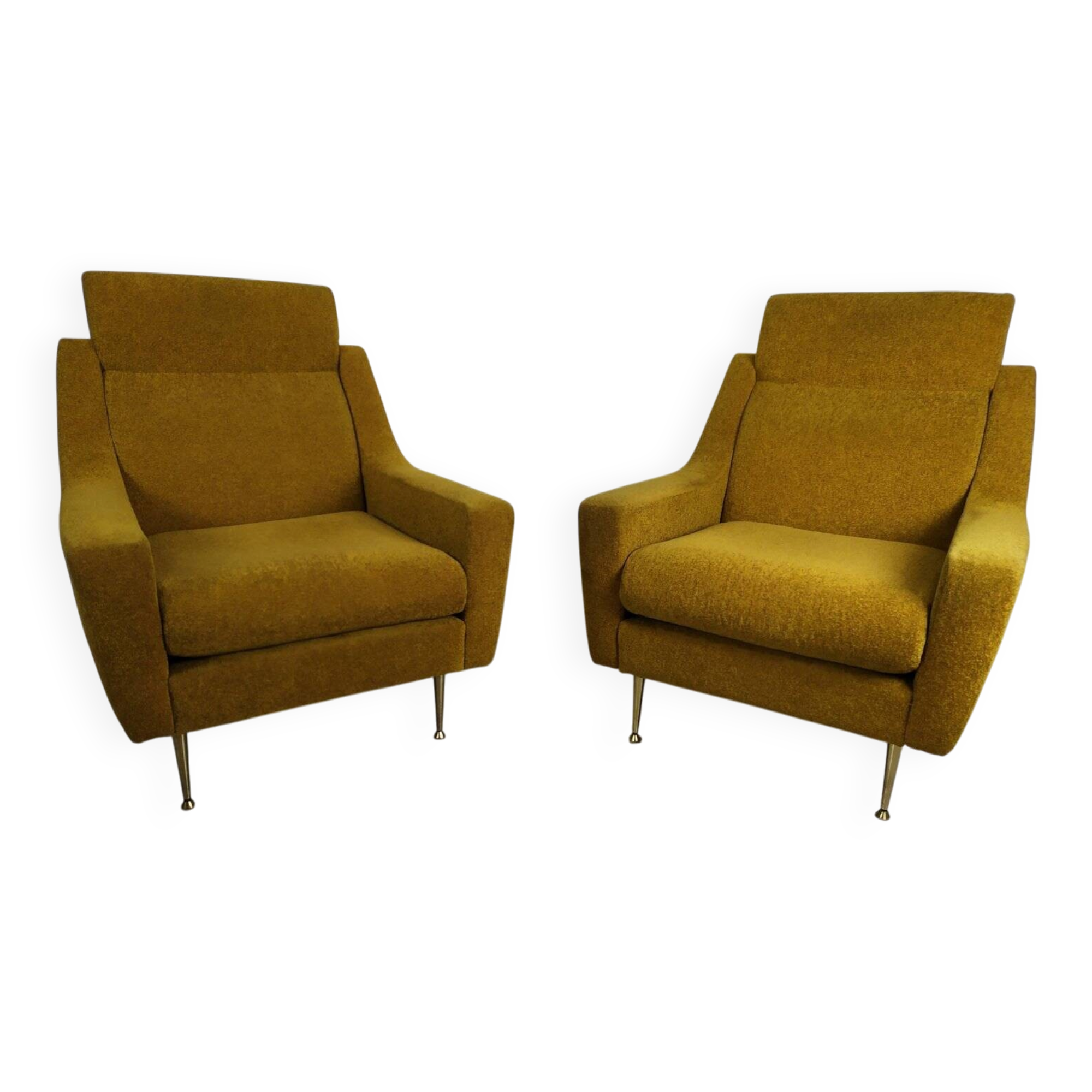 Fauteuils en velours moutarde, 1960