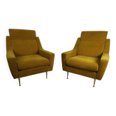 Fauteuils en velours moutarde, 1960